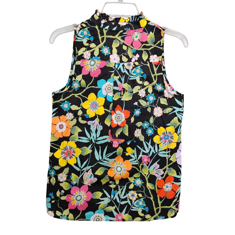 J. Crew X Liberty Floral Print Blouse Size 2 100% Cotton Sleeveless Mock Neck - Picture 4 of 8